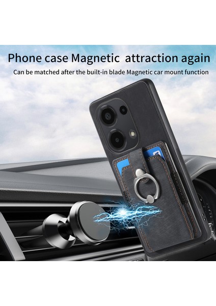 Xiaomi Redmi Note 13 Pro 4g Kılıf Kart Yuvaları Için Kickstand-Siyah ile Retro Pu + Tpu Kapak (Yurt Dışından) indirimleri