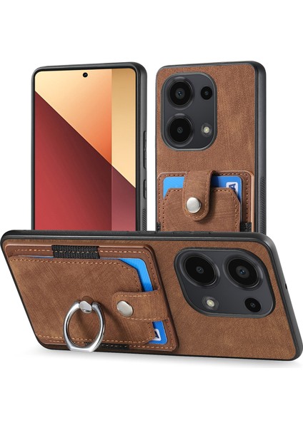 Xiaomi Redmi Note 13 Pro 4g Kılıf Kart Yuvaları Için Kickstand-Kahverengi ile Retro Pu + Tpu Kapak (Yurt Dışından) fiyatları