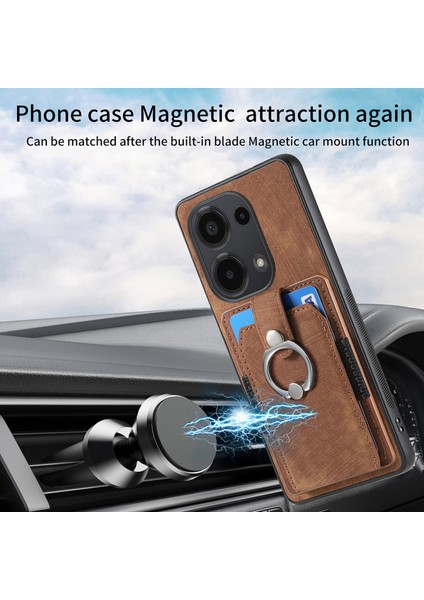 Xiaomi Redmi Note 13 Pro 4g Kılıf Kart Yuvaları Için Kickstand-Kahverengi ile Retro Pu + Tpu Kapak (Yurt Dışından) indirimleri