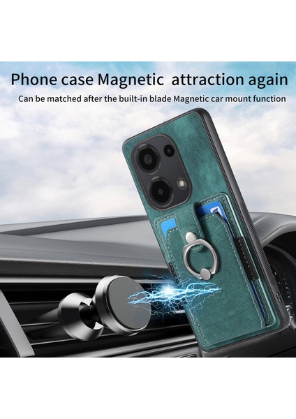 Xiaomi Redmi Note 13 Pro 4g Kılıf Kart Yuvaları Için Kickstand-Yeşil Retro Pu+Tpu Kapak (Yurt Dışından) indirimleri