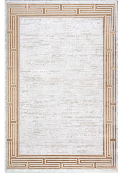 Özel Akrilik ve Viskon Dokuma Gold Kemik Renkli Modern Halı Alegra Serisi 03020C