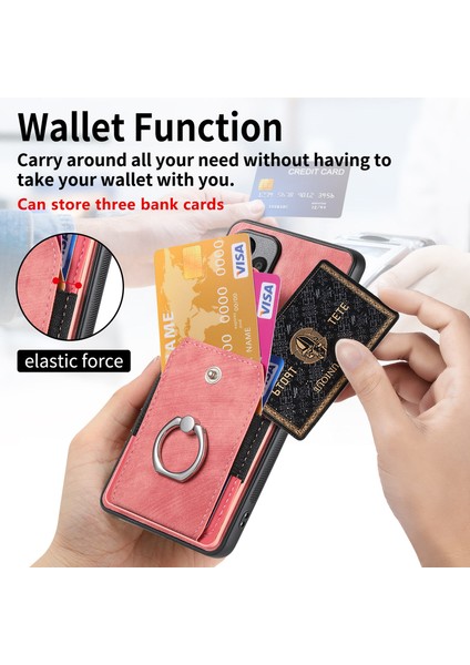 Xiaomi Redmi Note 13 Pro 4g Kılıf Kart Yuvaları Için Kickstand-Pembe ile Retro Pu + Tpu Kapak (Yurt Dışından) fırsatları