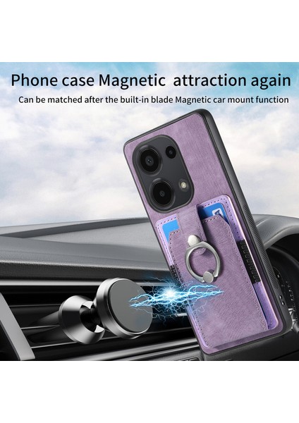 Xiaomi Redmi Note 13 Pro 4g Kılıf Kart Yuvaları Için Kickstand-Mor ile Retro Pu + Tpu Kapak (Yurt Dışından) indirimleri