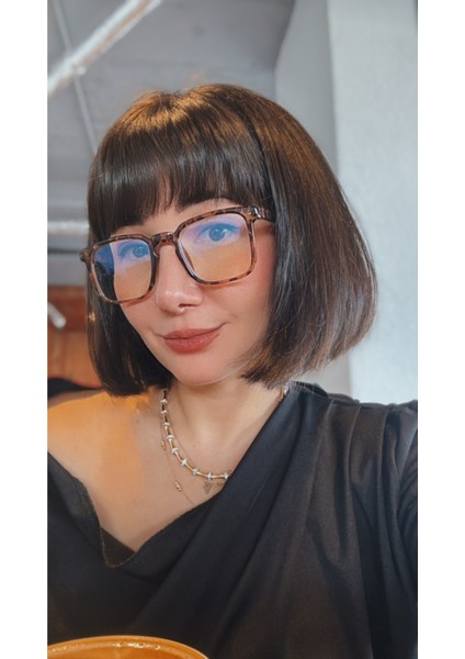 Mocha Leopar Desenli Köşeli Hafif Mavi Işık Korumalı Gözlük modelleri