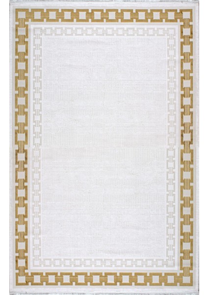 Özel Akrilik ve Viskon Dokuma Gold Kemik Renkli Modern Halı Alegra Serisi 03022B