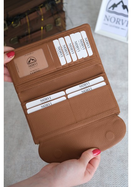 Telefon Bölmeli Hakiki Deri Kadın Cüzdan