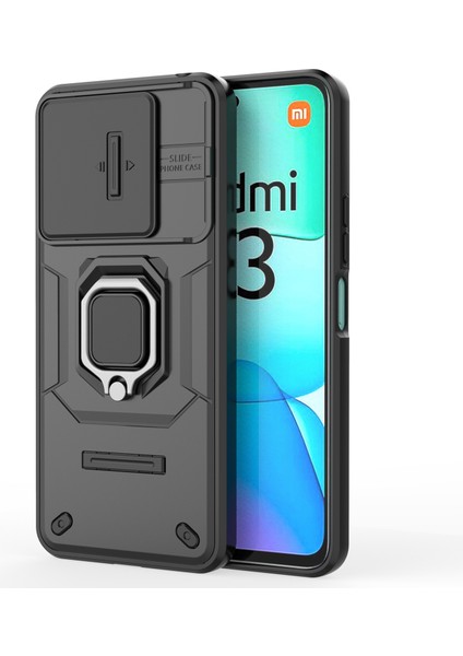 Xiaomi Redmi 13 5g/13 4g Kılıf Için Camshield Kickstand Pc+Tpu Telefon Kapağı-Siyah (Yurt Dışından) fırsatları
