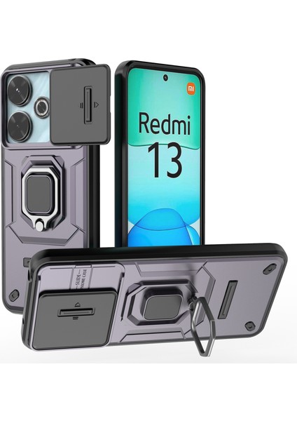 Xiaomi Redmi 13 5g/13 4g Kılıf Için Camshield Kickstand Pc+Tpu Telefon Kapağı-Mor (Yurt Dışından)