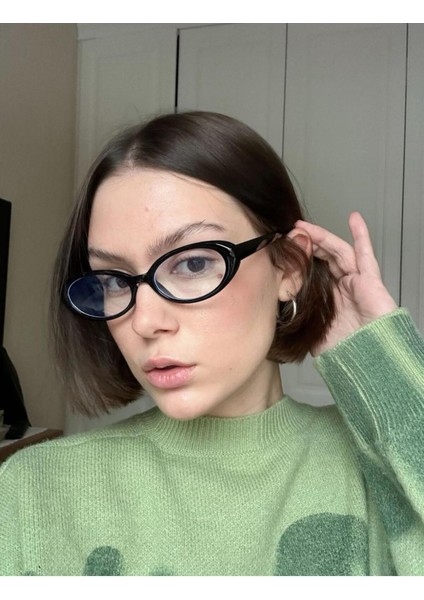 Siyah Cat Eye Retro Model Popüler Mavi Işık Korumalı Gözlük