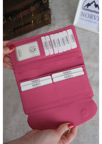 Telefon Bölmeli Hakiki Deri Kadın Cüzdan