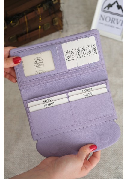 Telefon Bölmeli Hakiki Deri Kadın Cüzdan