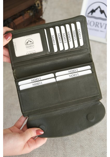 Telefon Bölmeli Hakiki Deri Kadın Cüzdan