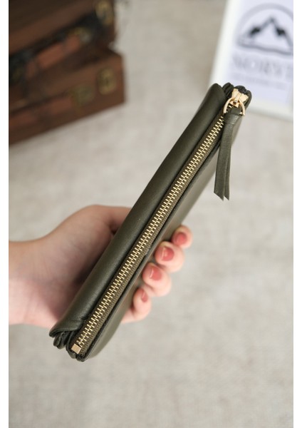 Telefon Bölmeli Hakiki Deri Kadın Cüzdan