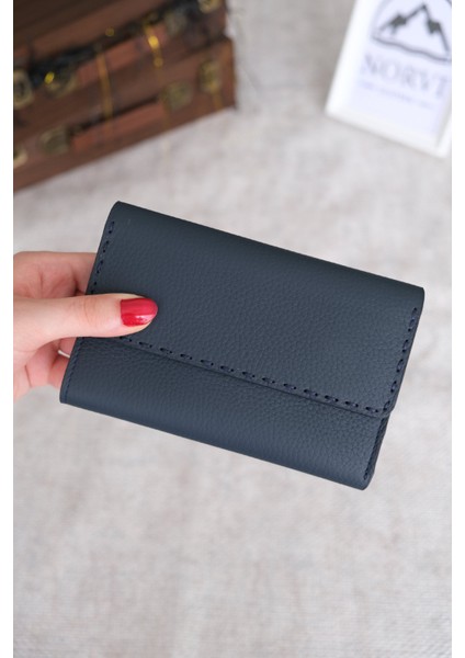 Saraciye Dikişli Çok Bölmeli Hakiki Deri Kadın Cüzdan