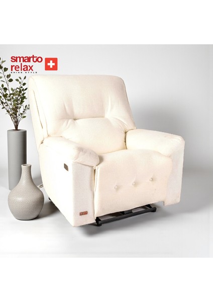 Relax TV Koltuğu Porto Elektrikli Sırt Dayanağı Kontrol Panelli Ergonomik Beyaz Dekoratif Baba Koltuğu fiyatları