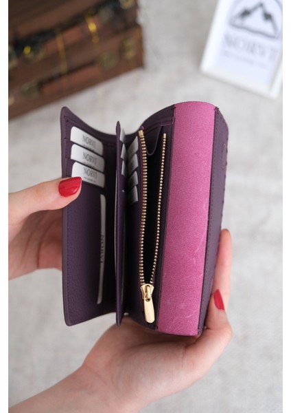 Saraciye Dikişli Çok Bölmeli Hakiki Deri Kadın Cüzdan fiyatları