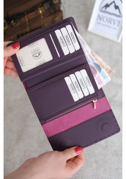 Saraciye Dikişli Çok Bölmeli Hakiki Deri Kadın Cüzdan modelleri