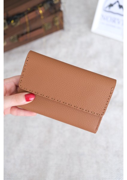 Saraciye Dikişli Çok Bölmeli Hakiki Deri Kadın Cüzdan