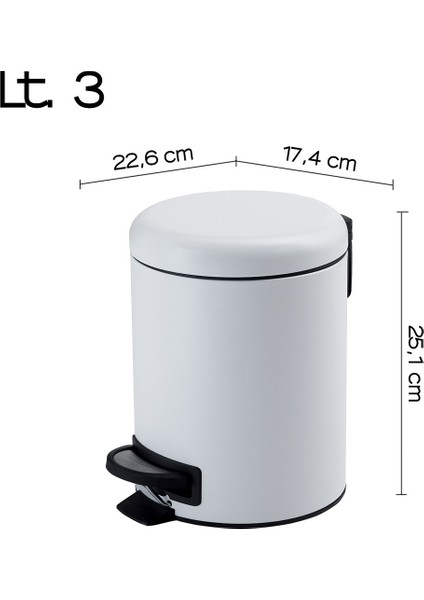 Çöp Kovası, Pedallı, Soft, 3lt - Mat Beyaz modelleri