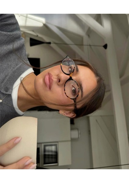 Miux Leopar Oval Çerçeve Mavi Işık Korumalı Ekran Gözlüğü , Optik Cam Uyumlu