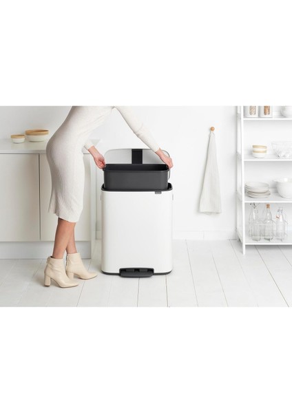 Bo Çöp Kovası, Pedallı, 60LT - Beyaz modelleri