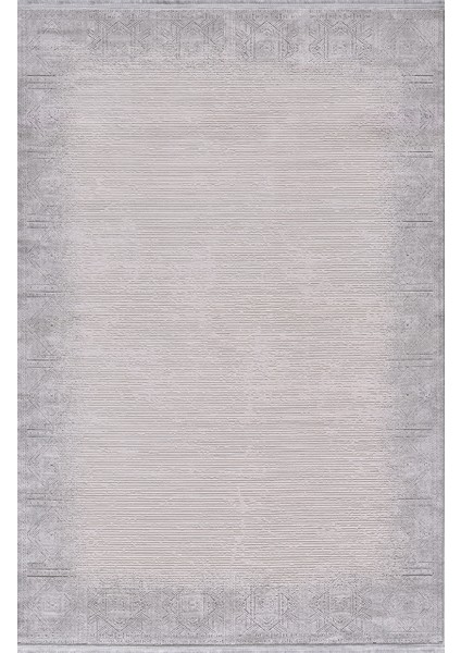 Özel Akrilik ve Viskon Dokuma Gri Krem Renkli Modern Halı Alegra Serisi 09107C