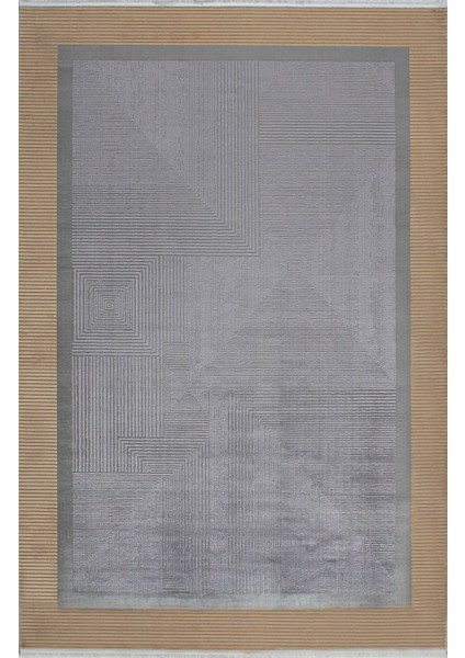 Özel Akrilik ve Viskon Dokuma Antrasit Gold Renkli Modern Halı Alegra Serisi 03019A