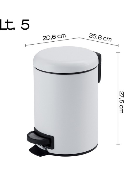 Çöp Kovası, Pedallı, Soft, 5lt - Mat Beyaz modelleri