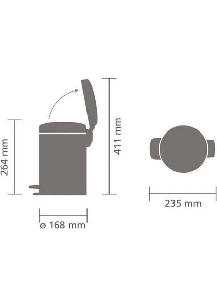 Çöp Kovası, Pedallı, Soft, 3lt - Paslanmaz Çelik modelleri
