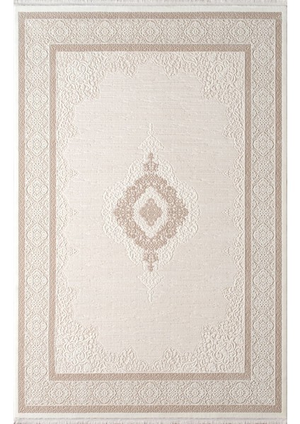 Özel Akrilik Dokuma Krem Bej Renkli Modern Halı Anetta Serisi 03319C