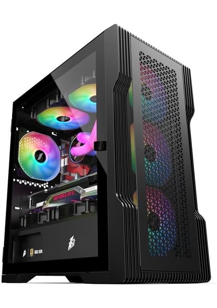 Trılobıte T3 Siyah 600W 80+ Argb 4X12CM Fan Temperli Cam Mesh USB 3.0 M-Atx Kasa