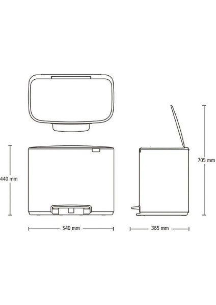 Bo Çöp Kovası, Pedallı, 36LT - Paslanmaz Çelik