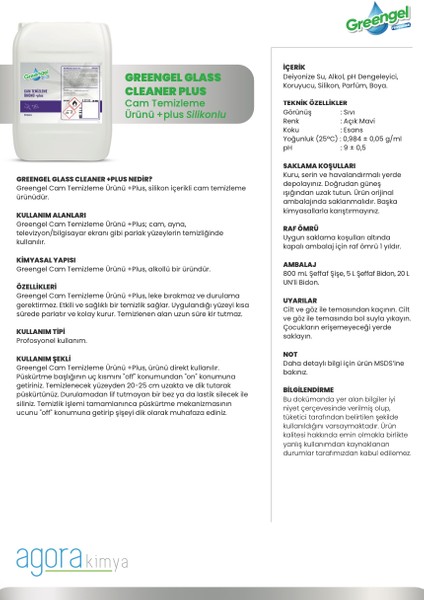 Glass Cleaner Plus-Cam Temizleme Ürünü 800 ml - Silikonlu fırsatları