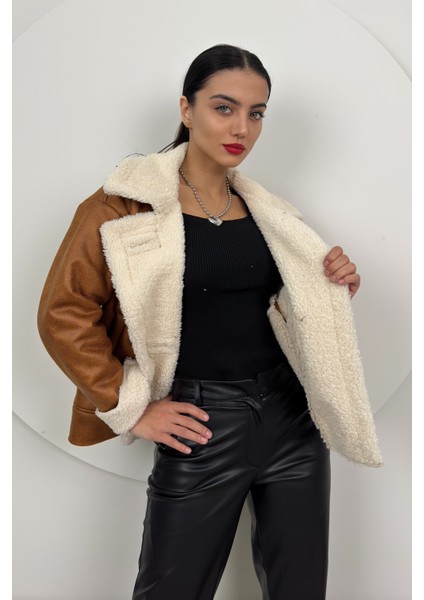 Aurelia Kadın Kürklü Rahat Oversize Peluş Taba Kaban – Şık ve Konforlu fiyatları