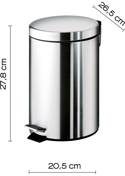 Çöp Kovası, Pedallı, 5lt - Parlak Paslanmaz Çelik fiyatları