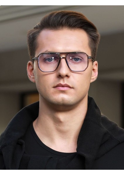 Clever Füme Çift Köprülü Mavi Işık Korumalı Ekran Gözlüğü 55 Ekartman Camı Değişir