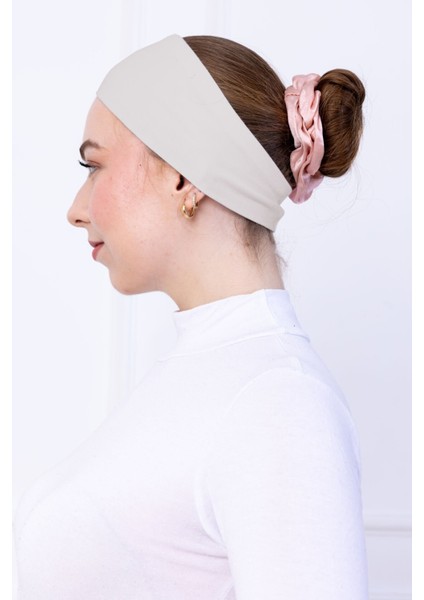 Kaymayan Silikonlu Bandana Bone - Sportif Saç Bandı Açık Bej fiyatları