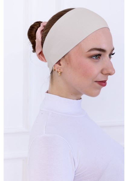 Kaymayan Silikonlu Bandana Bone - Sportif Saç Bandı Açık Bej indirimleri