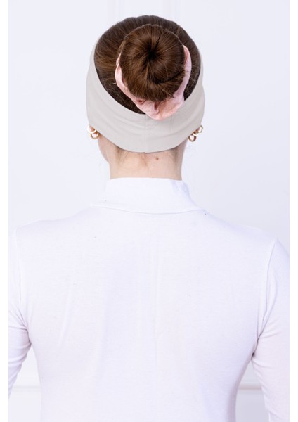 Kaymayan Silikonlu Bandana Bone - Sportif Saç Bandı Açık Bej