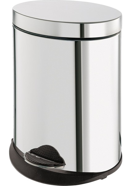 Çöp Kovası, Pedallı, Elips, 5lt - Parlak Paslanmaz Çelik
