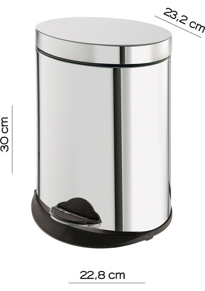 Çöp Kovası, Pedallı, Elips, 5lt - Parlak Paslanmaz Çelik fiyatları