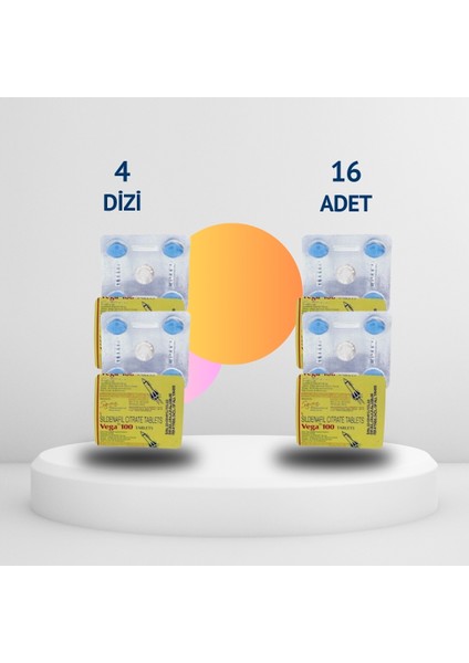Vega 100 Mg 4'lü Tablet x 4 Dizi 16 Tablet Gecıktırıcılı Hap Erkeklere Özel Takvıye Hapı Sertlestırıcılı Cıalıs_ Viağ-Ra_ Vıağra_ Lıfta_ 100MG VEGA100 20MG 5mg