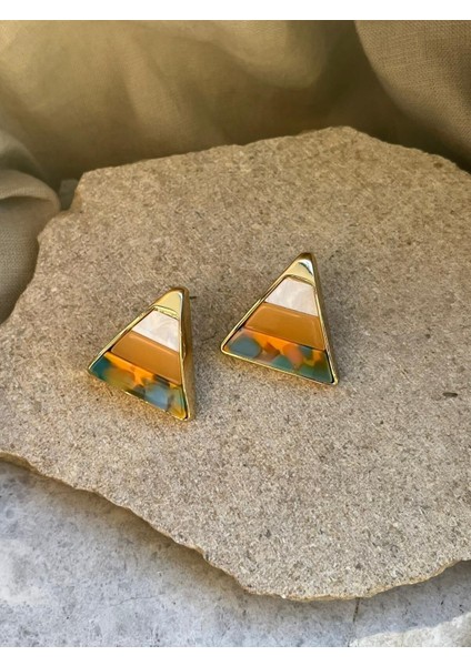 Desenli Üçgen Küpe