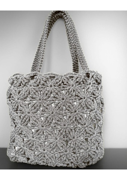 El Işlemesi Makrome Çanta Yıldız Çiçegi