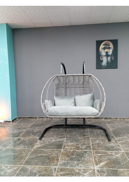 Ikili Bahçe & Balkon Salıncağı Gri