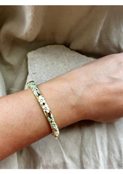 Altın-Pembe-Yeşil Renkli Mineli Kelepçe