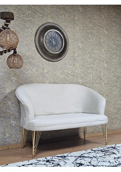 Ikili Teddy Gold Kaplama Telli Ayak Çay Seti Koltuk Ikili Berjer , Balkon, Salon, Ofis Krem Renk 110 x 49 Boyut/ebat fiyatları