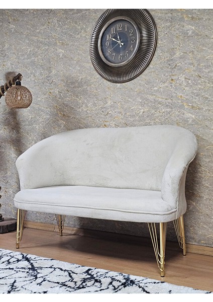 Ikili Teddy Gold Kaplama Telli Ayak Çay Seti Koltuk Ikili Berjer , Balkon, Salon, Ofis Krem Renk 110 x 49 Boyut/ebat modelleri