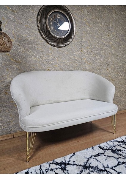 Ikili Teddy Gold Kaplama Telli Ayak Çay Seti Koltuk Ikili Berjer , Balkon, Salon, Ofis Krem Renk 110 x 49 Boyut/ebat fırsatları