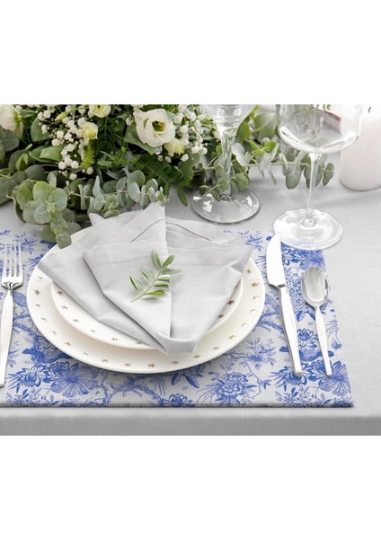 Blue Garden Kumaş Amerikan Servis 4'lü Set (Keten Kumaş, Uluslararası Yıkama ve Solmama Sertifikası) fiyatları